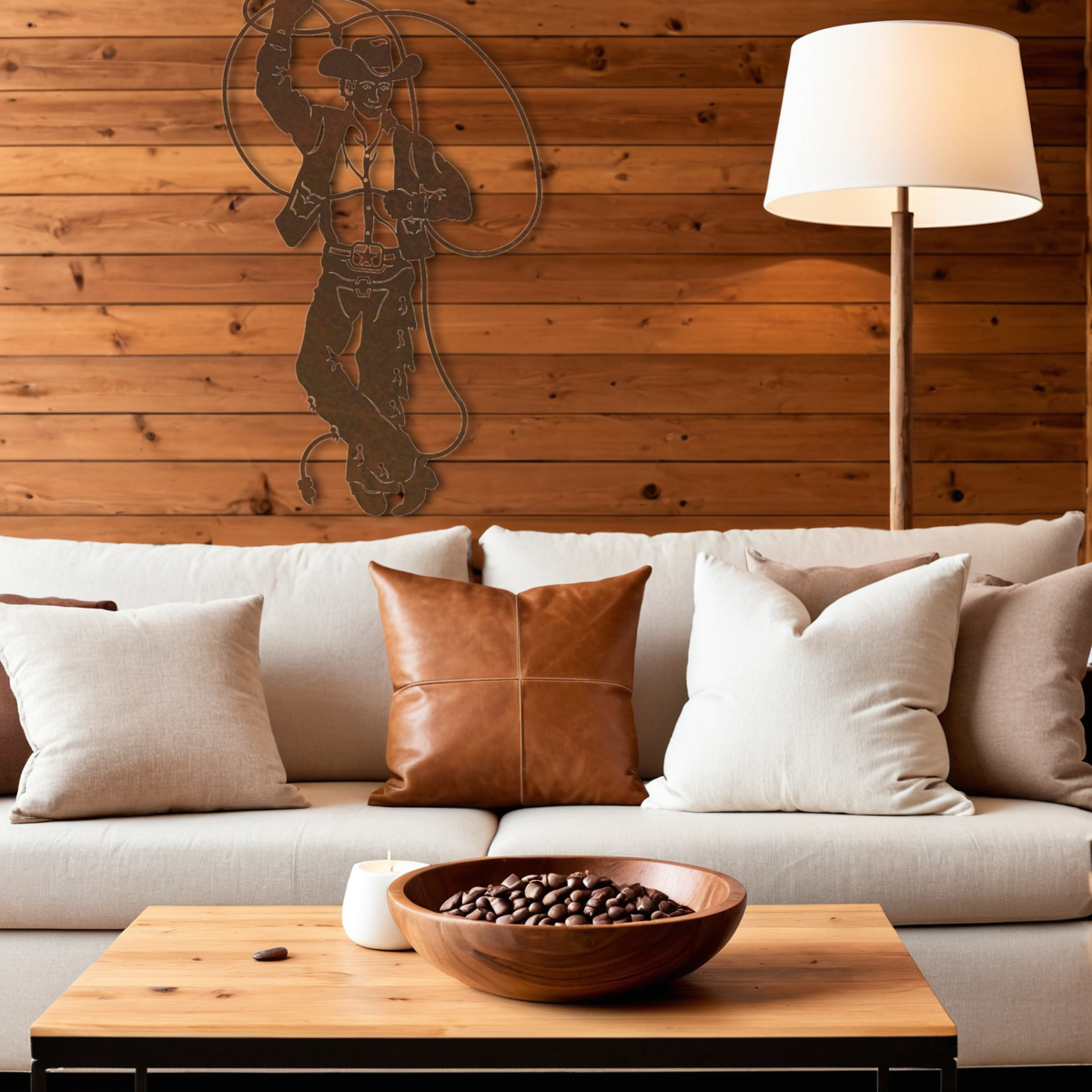 Roping Cowboy Wall Art - 42"