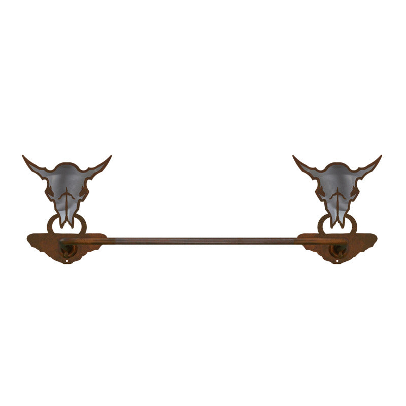 Buffalo Skull Hand Towel Bar Burnished