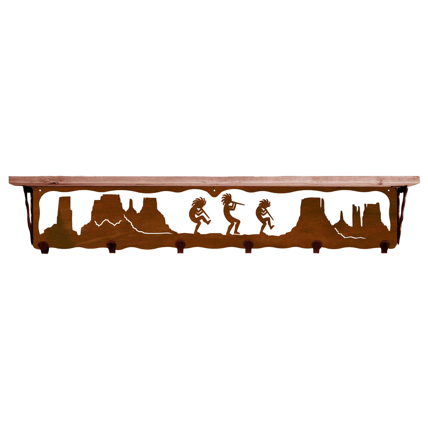 Kokopelli 42" Coat Hook Shelf