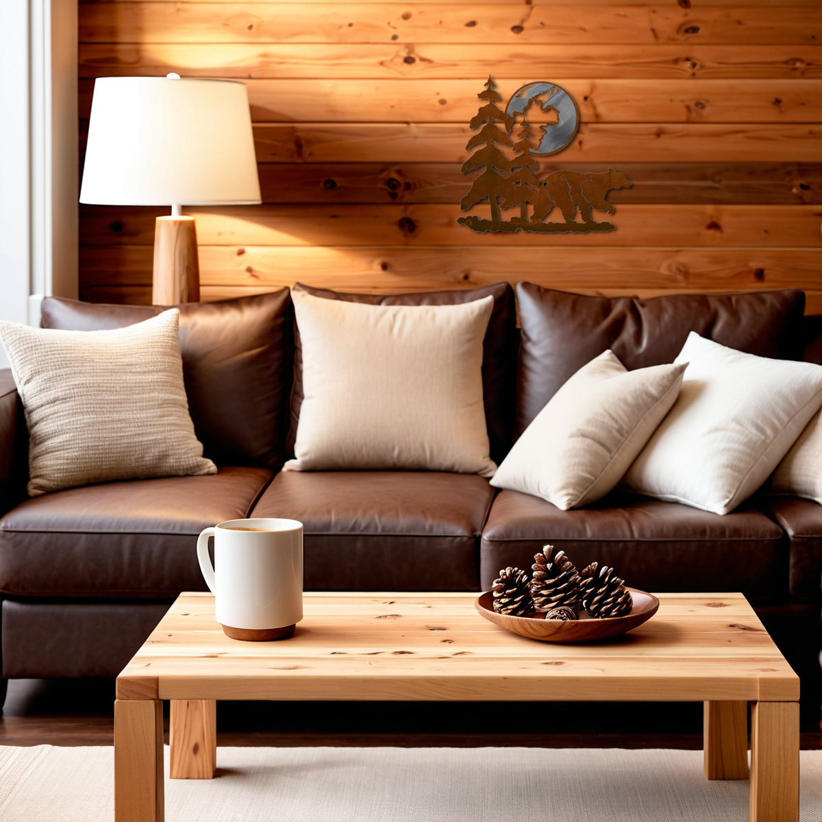 Bear & Moon 20" Burnished Wall Art