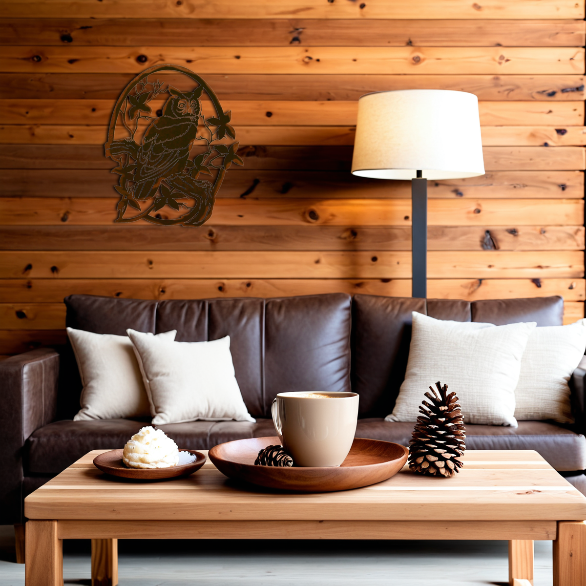 Horned Owl Oval Wall Art - 26"