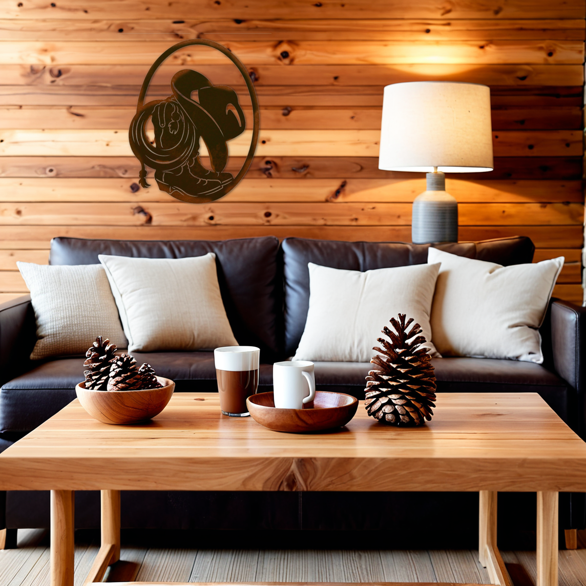 Boots and Hat Oval Wall Art - 26"