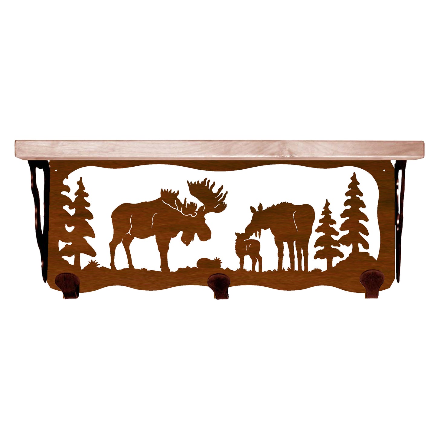 Moose Family 20" Coat Hook Shelf