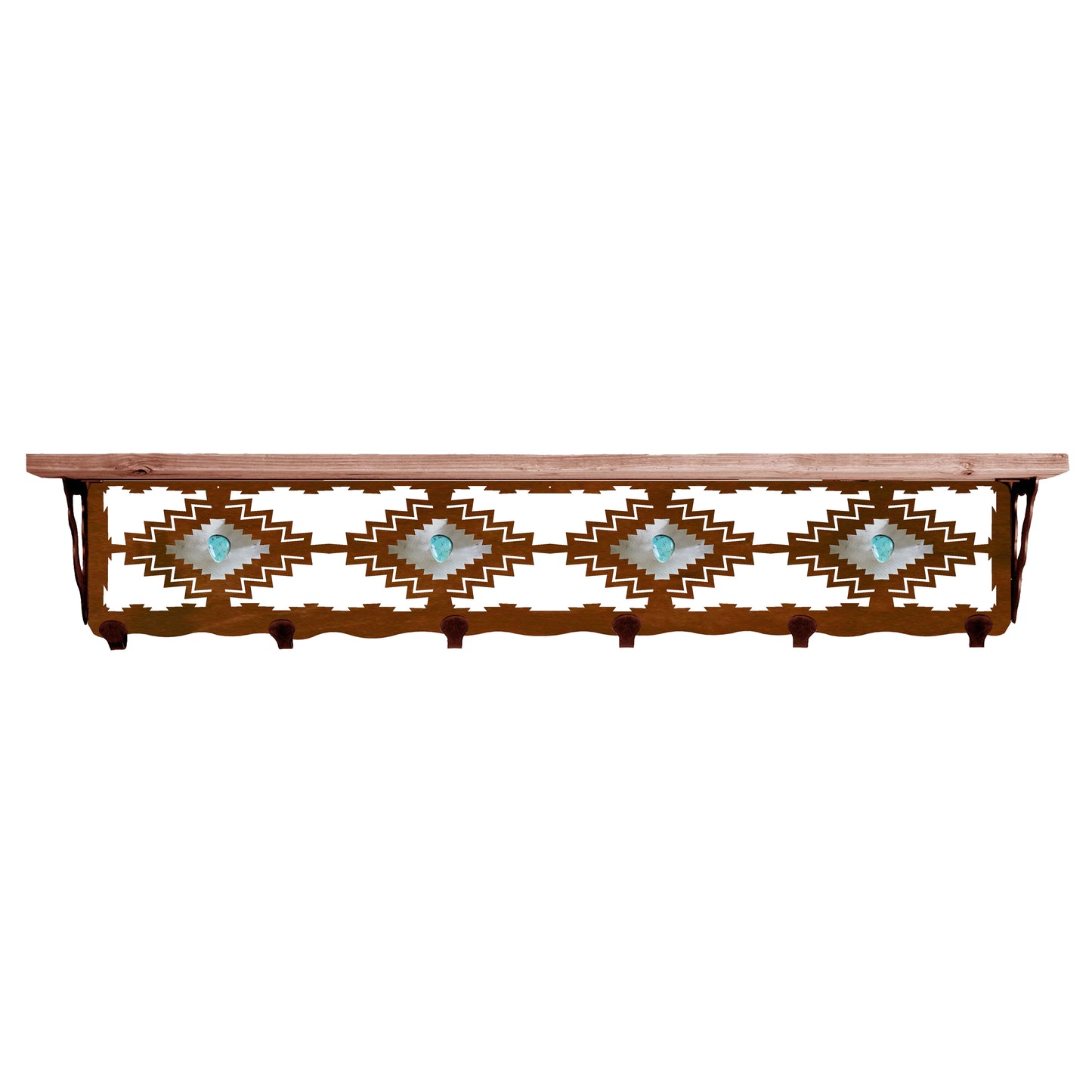 Desert Diamond/Turq 42" Coat Hook Shelf