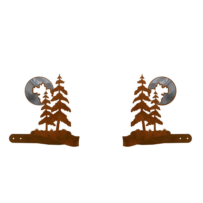 Pine Tree & Moon Tie Back Burnished