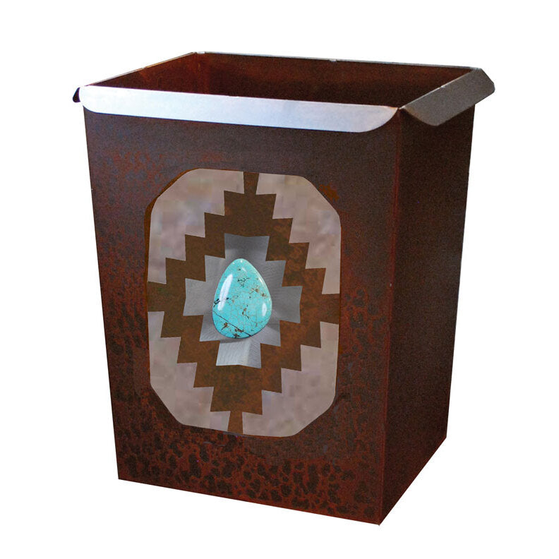 Burnished Diamond with Turq Trash Bin