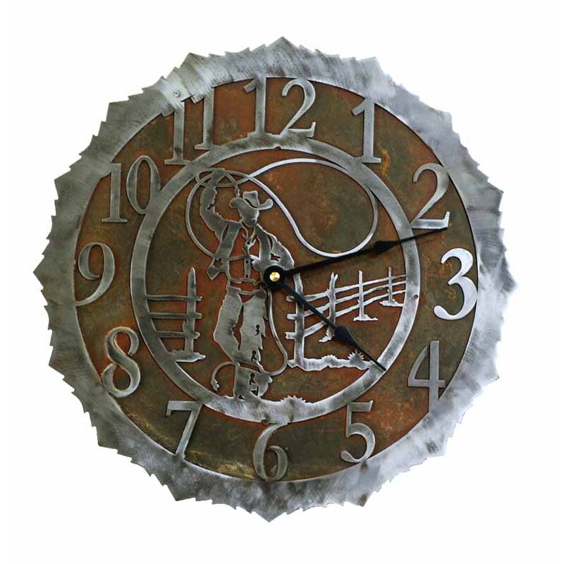 Roping Cowboy 12" Round Clock