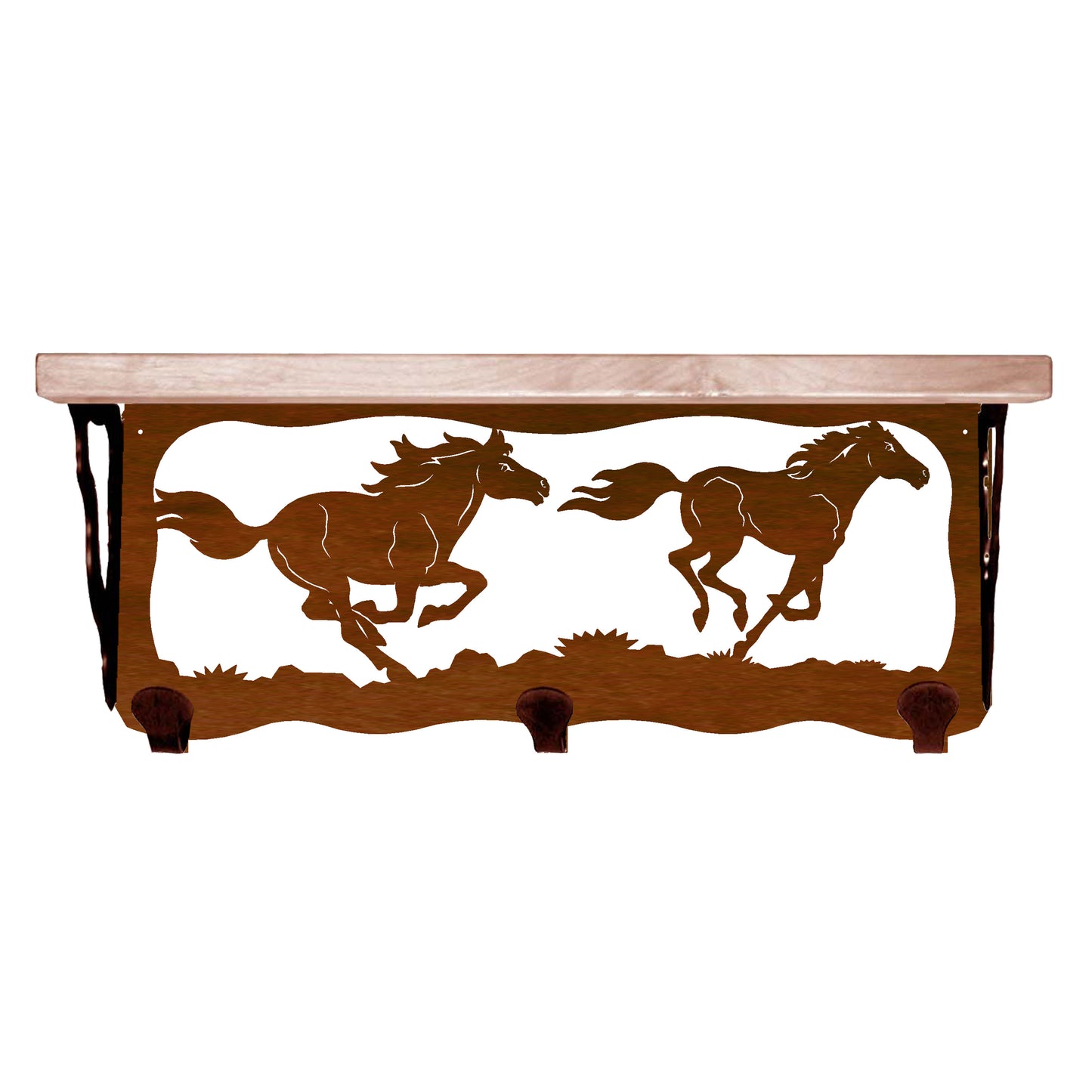 Horses 20" Coat Hook Shelf