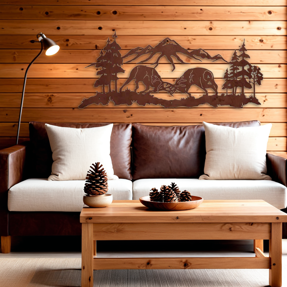 Fighting Bull Elk Wall Art - 57"