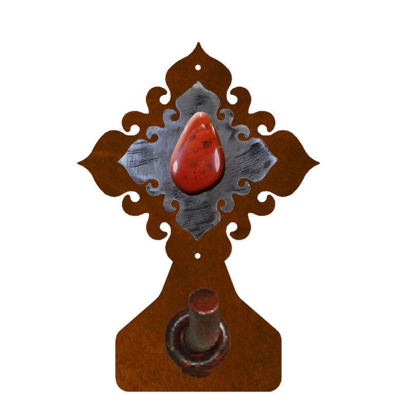 Red Jasper Stone Burnished Robe Hook
