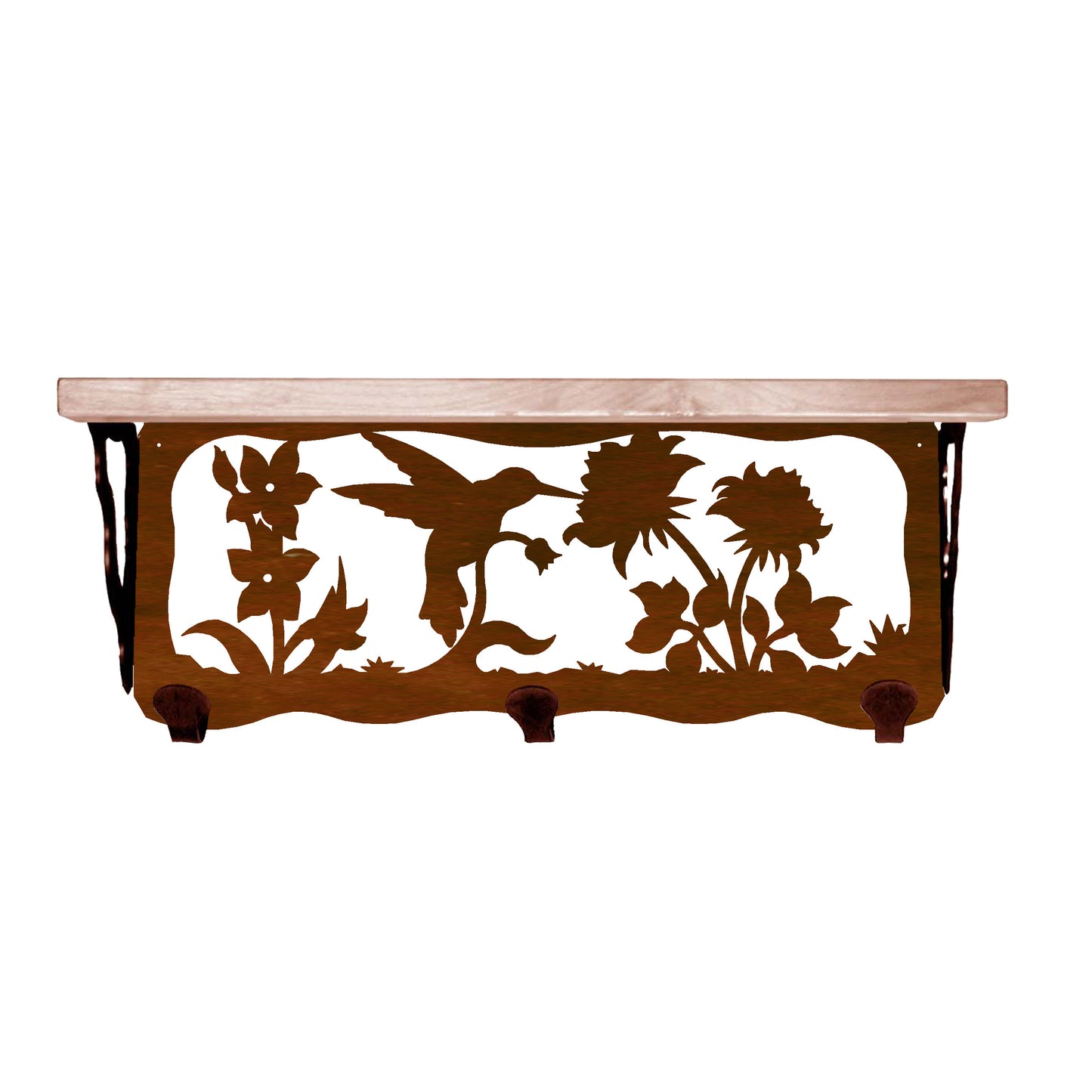 Hummingbird 20" Coat Hook Shelf
