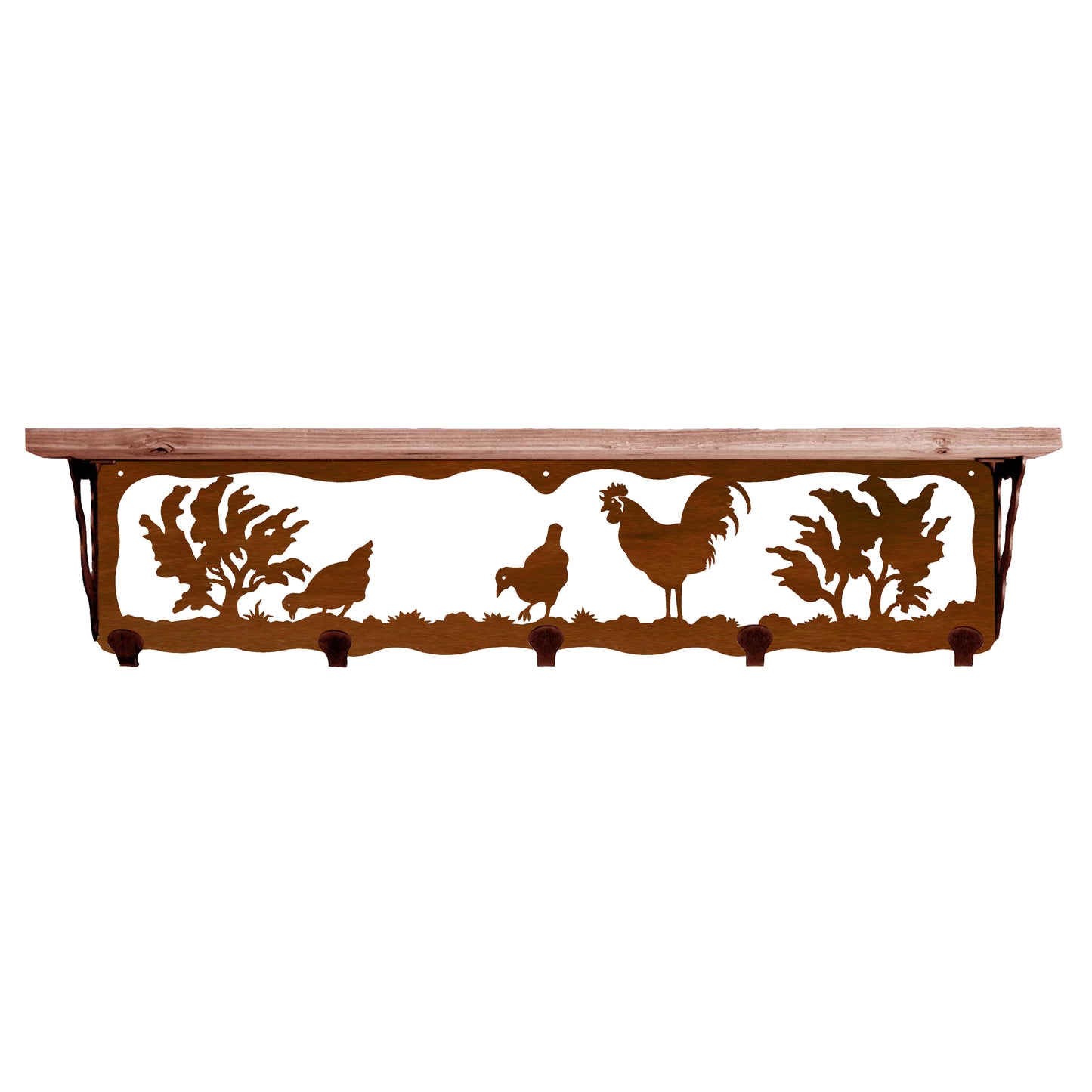 Rooster 34" Coat Hook Shelf