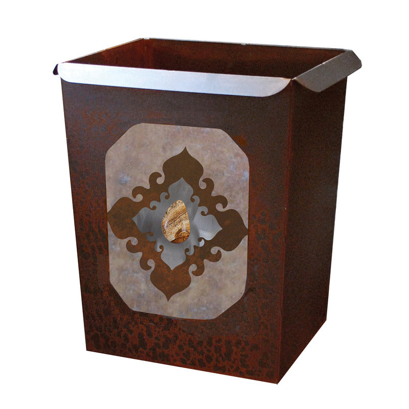 Burnished Stone with Picture Jasper Trash Bin