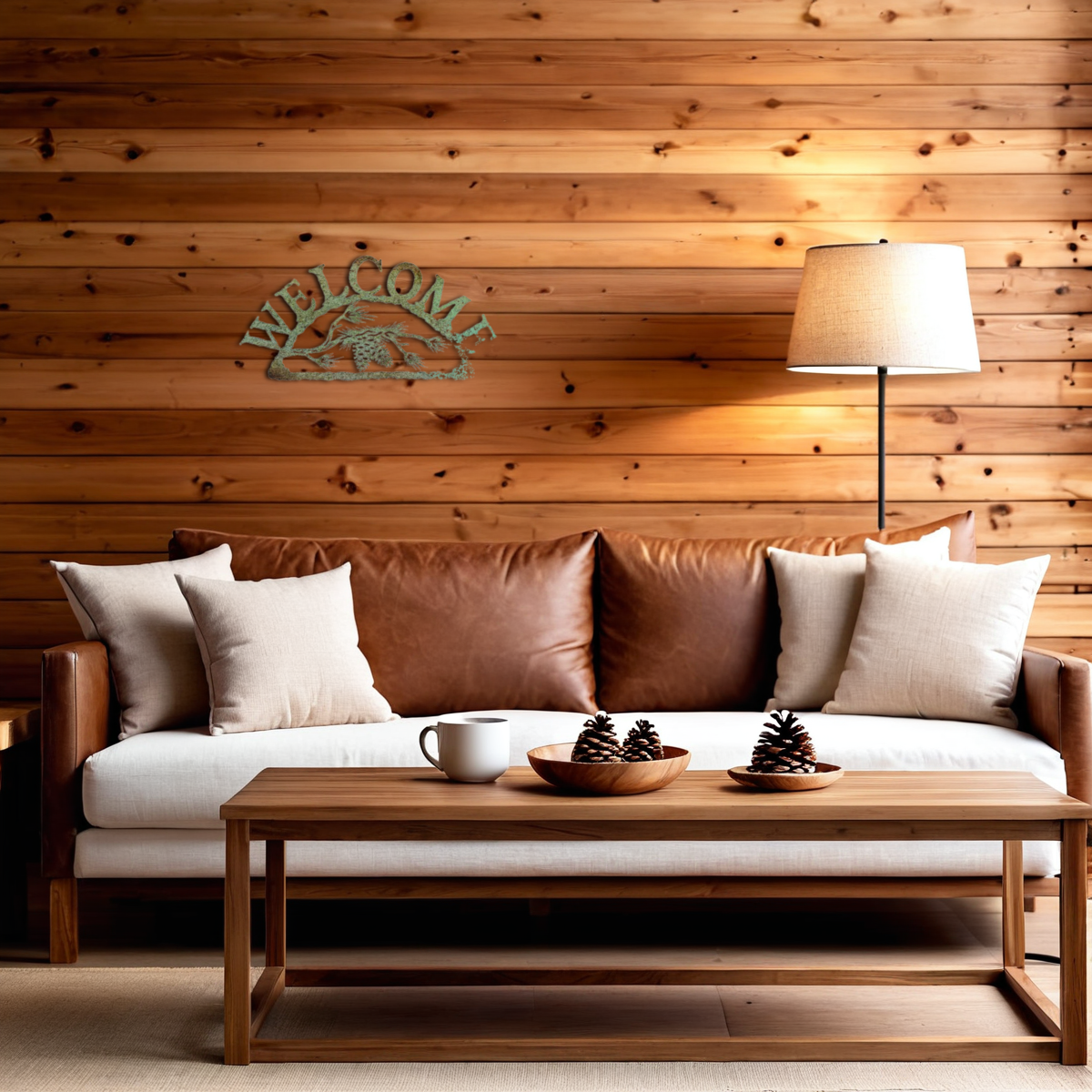 Pine Cone Horizontal Welcome Sign