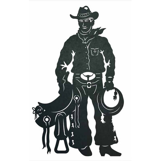 Cowboy with Saddle 42" Wall Art