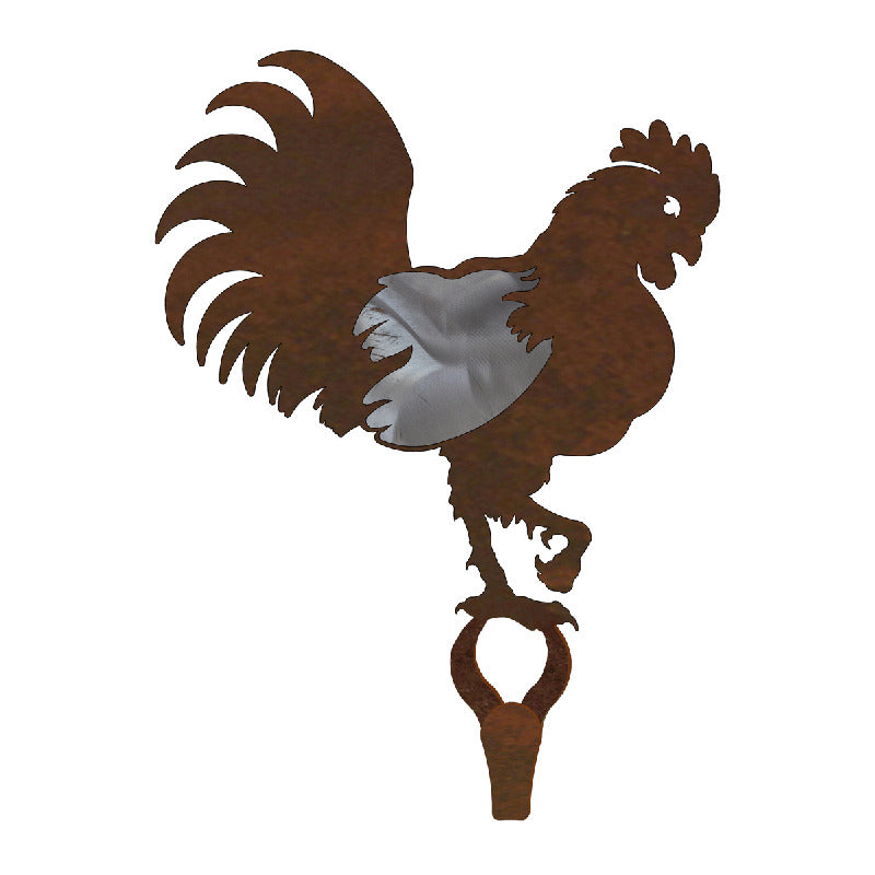 Rooster Large Single Coat Hook Burnished