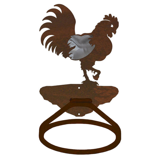 Rooster Towel Ring Burnished