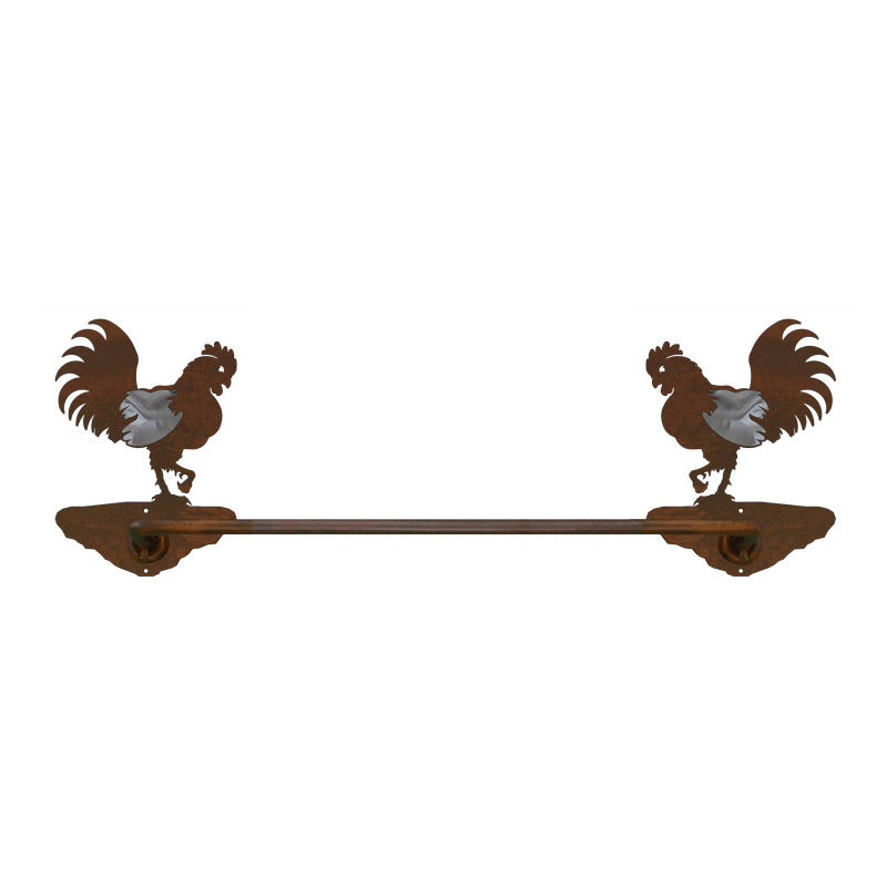 Rooster Hand Towel Bar Burnished