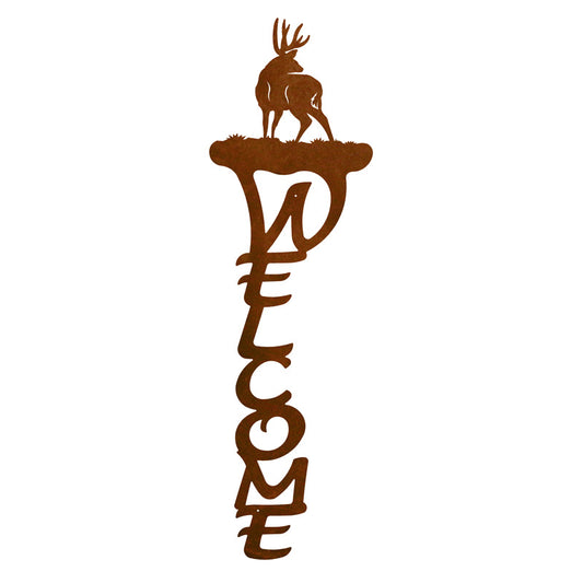 Mule Deer Vertical Welcome Sign