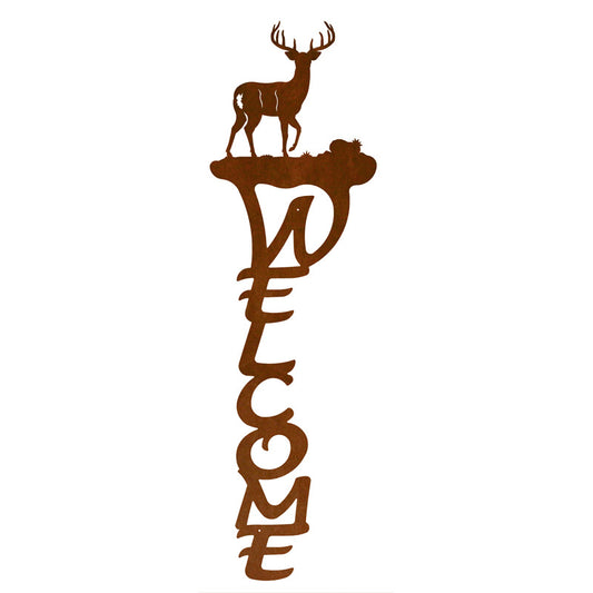 White Tail Deer Vertical Welcome Sign