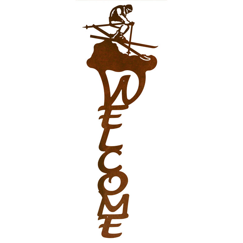 Skier Vertical Welcome Sign