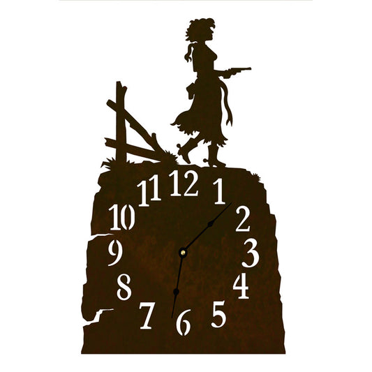 Pistol Cowgirl Table Clock