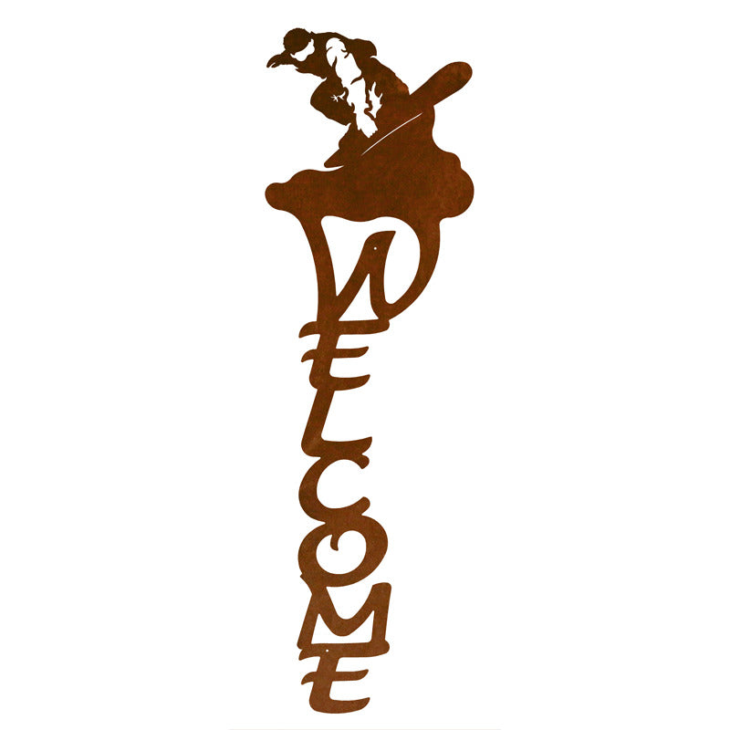 Snowboarder Vertical Welcome Sign