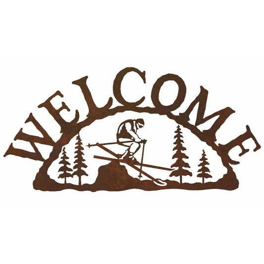 Skier Horizontal Welcome Sign