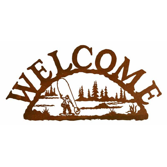 Fly Fisherman Horizontal Welcome Sign