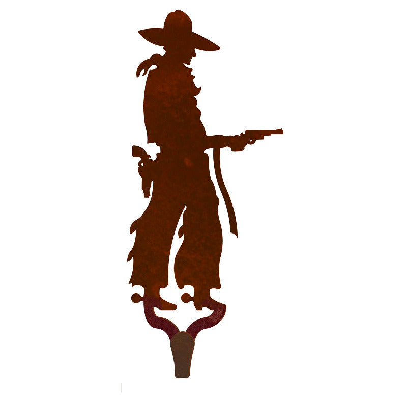 Pistol Cowboy Large Single Coat Hook Burnished