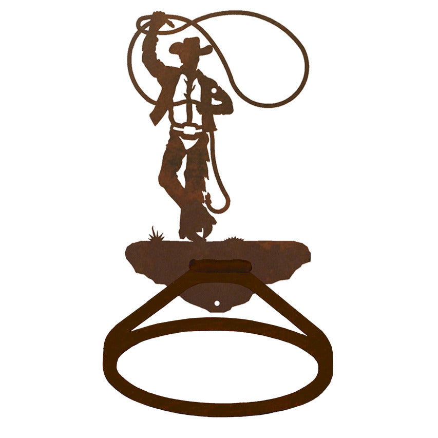 Roping Cowboy Towel Ring