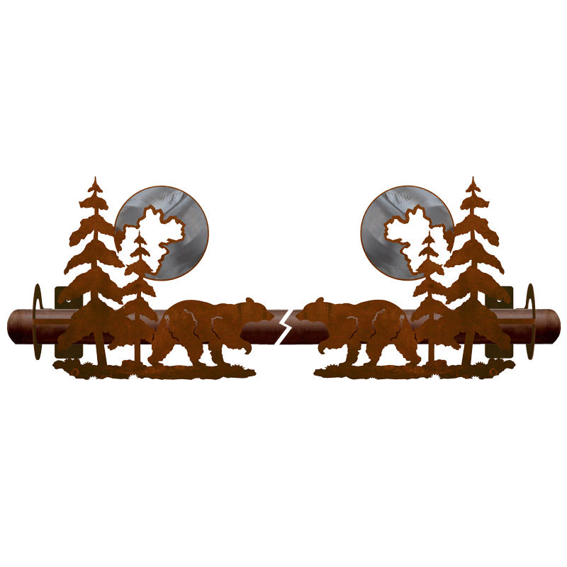 Bear & Pine Rod Bracket Burnished