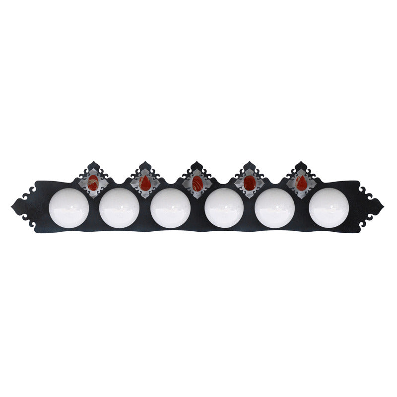 Red Jasper Stone Six Light Vanity