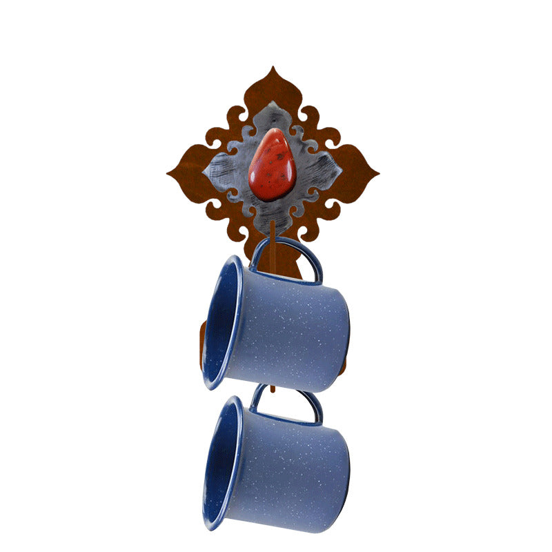 Red Jasper Stone 2 Mug Wall Mount Holder