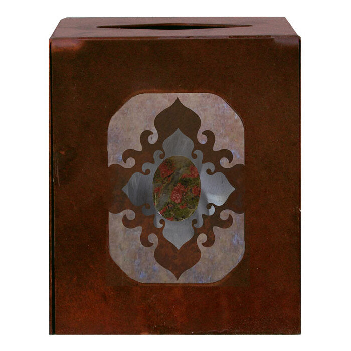 Burnished Stone W/Unakite Square Tissue Box Cover