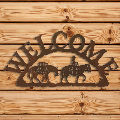 WE-9628 Pack Horse Horizontal Welcome Sign