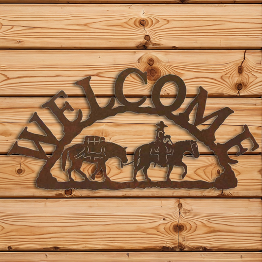 WE-9628 Pack Horse Horizontal Welcome Sign
