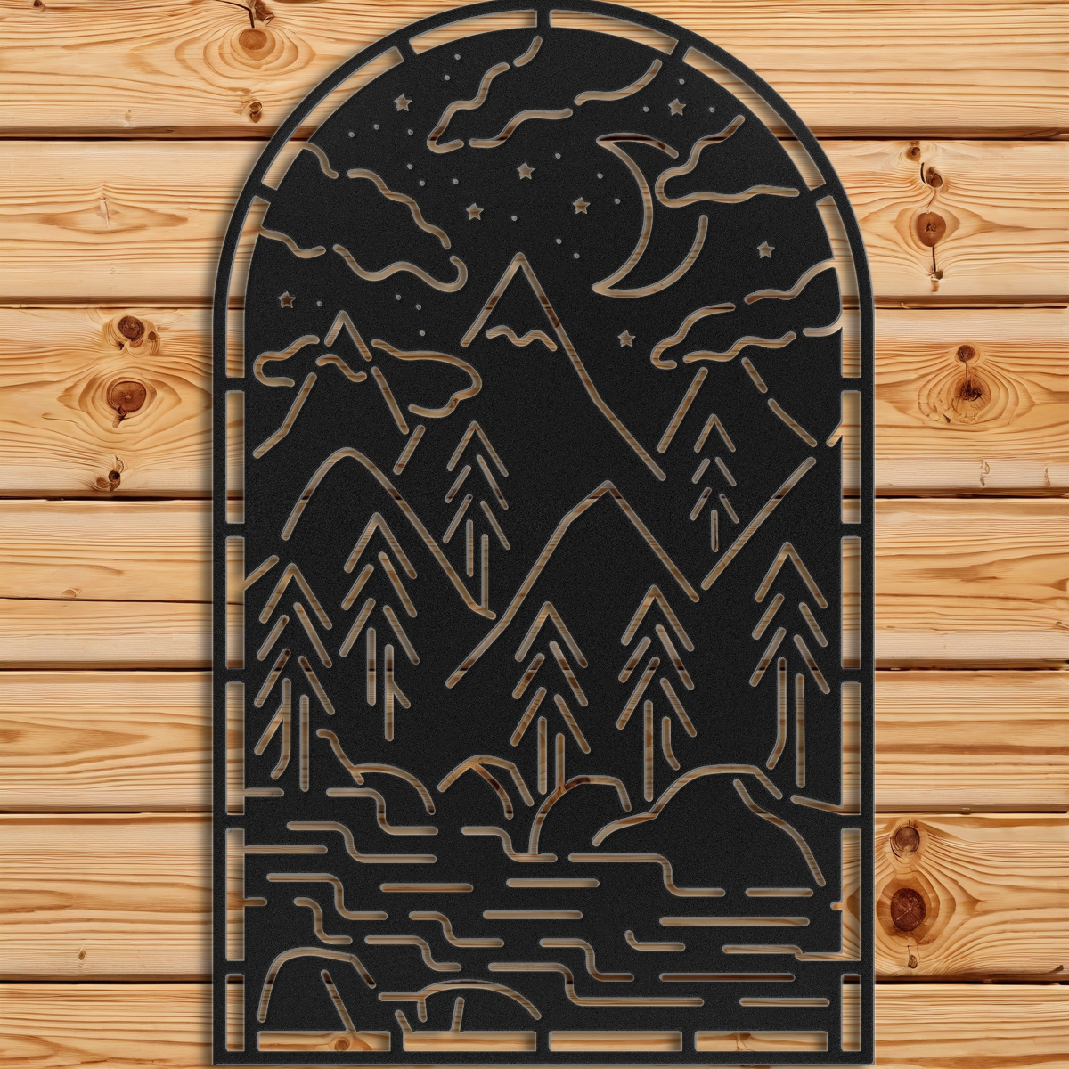 Night Mountain Window Arch Wall Art