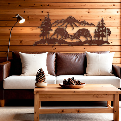 Fighting Bull Elk Wall Art - 57"