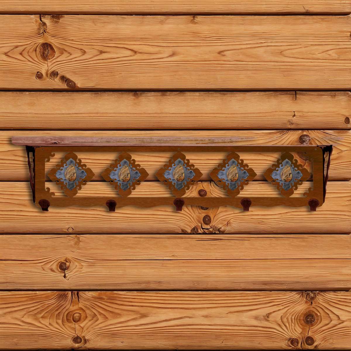 SW-4767 Picture Jasper Stone 34" Coat Hook Shelf