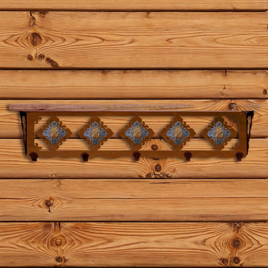 SW-4767 Picture Jasper Stone 34" Coat Hook Shelf