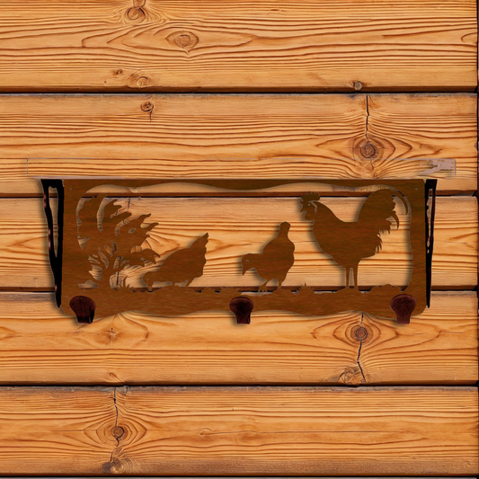 SW-3766 Rooster 20" Coat Hook Shelf