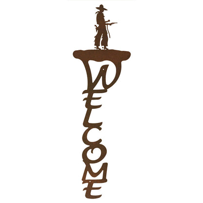 Pistol Cowboy Vertical Welcome Sign