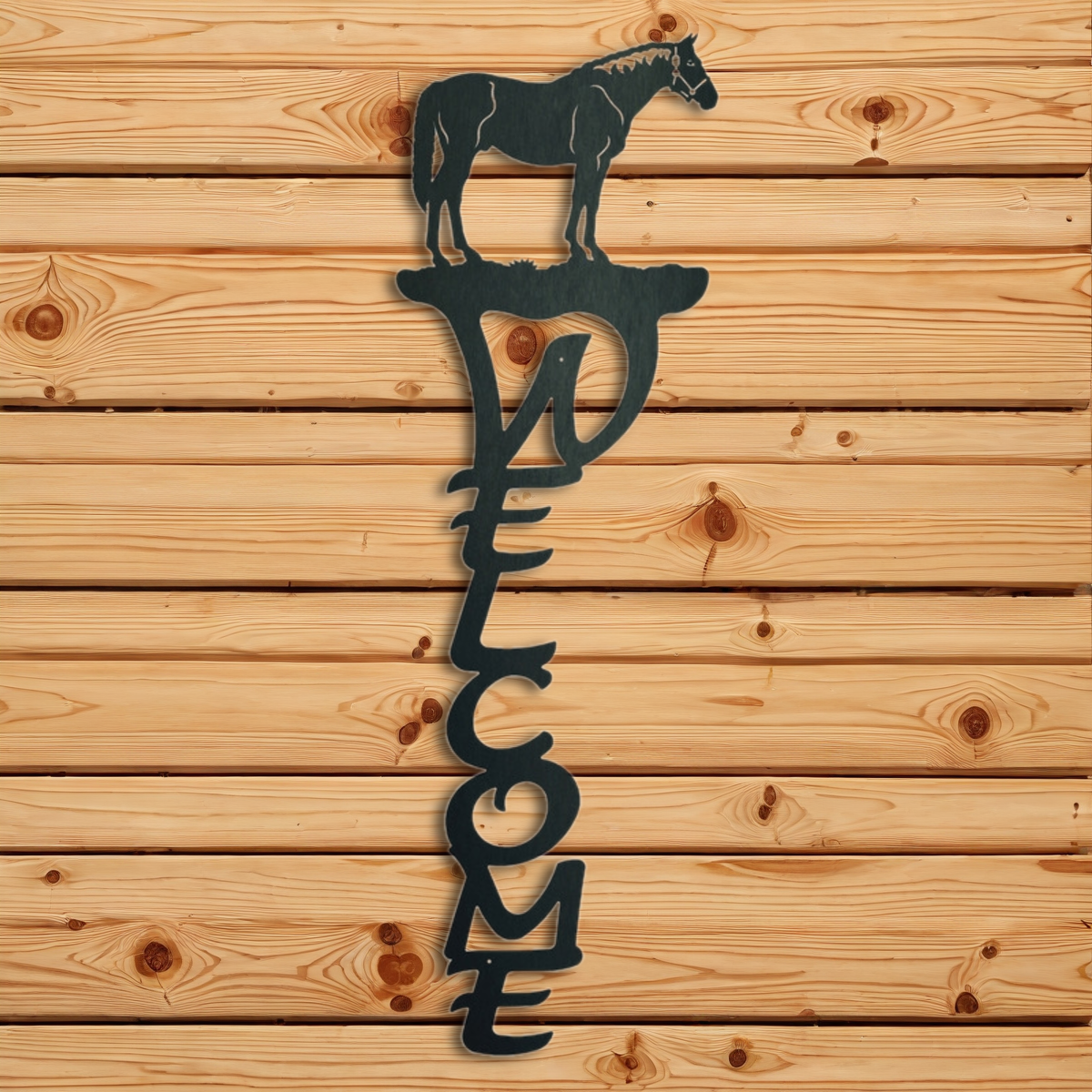 WE-2003 Bay Horse Vertical Welcome Sign