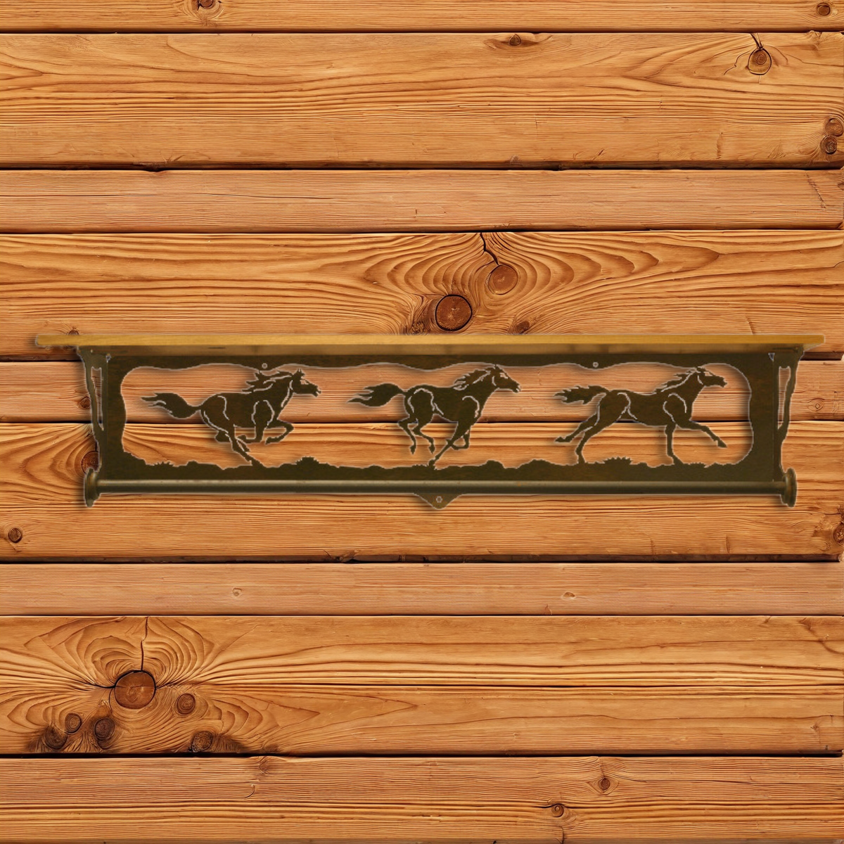 BA-3442 Wild Horses 34" Towel Bar Shelf