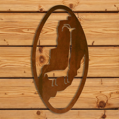 WA-72045 Giraffe Neck Vertical Oval Wall Art