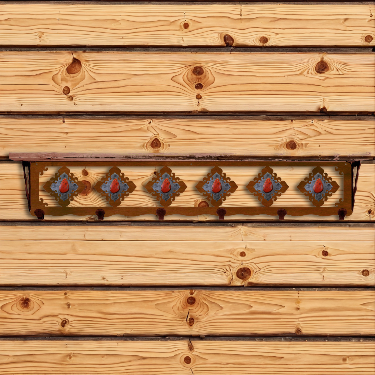 SW-5768 Red Jasper Stone 42" Coat Hook Shelf