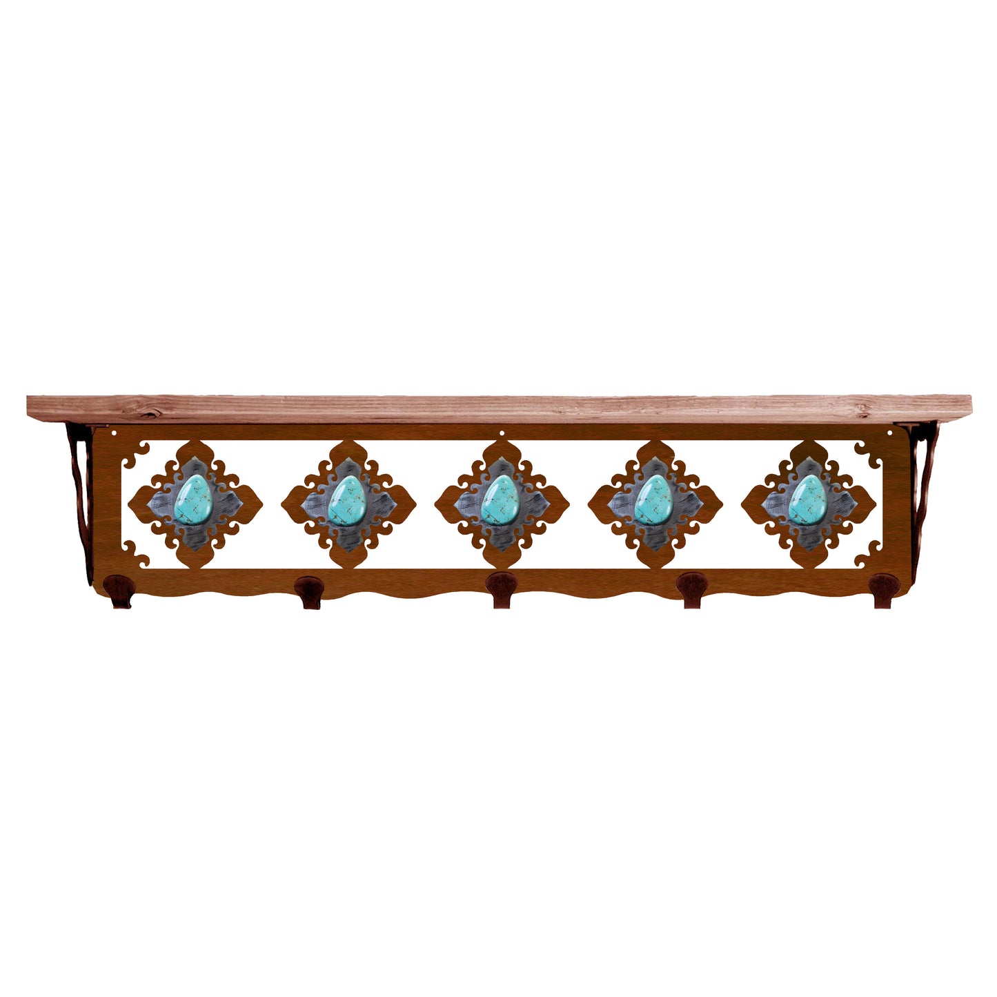 Turquoise Stone 34" Coat Hook Shelf