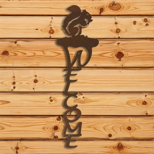 WE-2040 Squirrel Vertical Welcome Sign