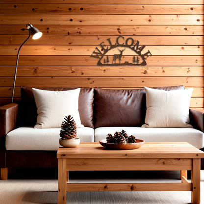 White Tail Deer Horizontal Welcome Sign